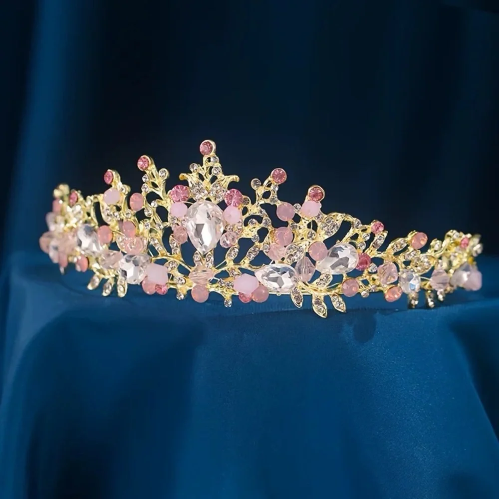 Vintage Gold and Pink Crystal Tiara